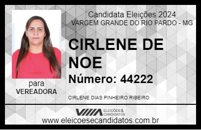 Candidato CIRLENE DE NOE 2024 - VARGEM GRANDE DO RIO PARDO - Eleições