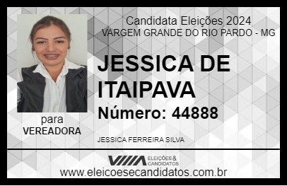 Candidato JESSICA DE ITAIPAVA 2024 - VARGEM GRANDE DO RIO PARDO - Eleições