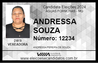 Candidato ANDRESSA SOUZA 2024 - ÁGUAS FORMOSAS - Eleições