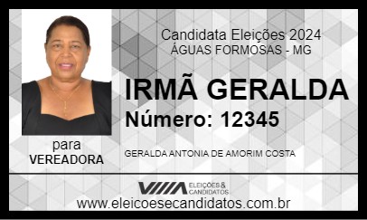 Candidato IRMÃ GERALDA 2024 - ÁGUAS FORMOSAS - Eleições