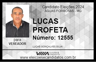 Candidato LUCAS PROFETA 2024 - ÁGUAS FORMOSAS - Eleições