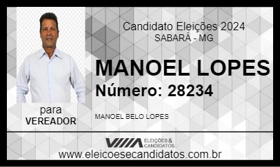 Candidato MANOEL LOPES 2024 - SABARÁ - Eleições