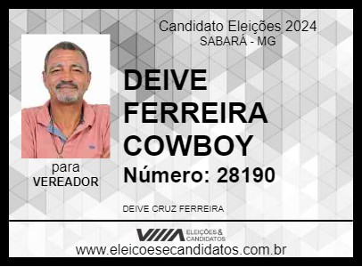 Candidato DEIVE FERREIRA COWBOY 2024 - SABARÁ - Eleições