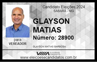 Candidato GLAYSON MATIAS 2024 - SABARÁ - Eleições