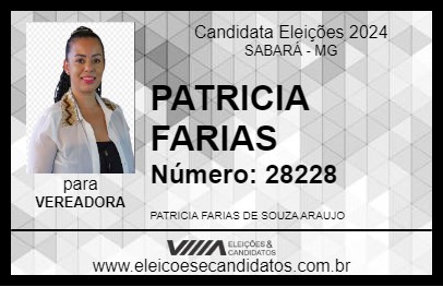 Candidato PATRICIA FARIAS 2024 - SABARÁ - Eleições