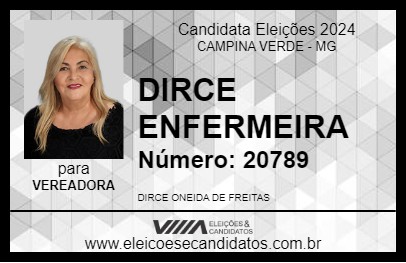 Candidato DIRCE ENFERMEIRA 2024 - CAMPINA VERDE - Eleições