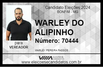 Candidato WARLEY DO ALIPINHO 2024 - BONFIM - Eleições