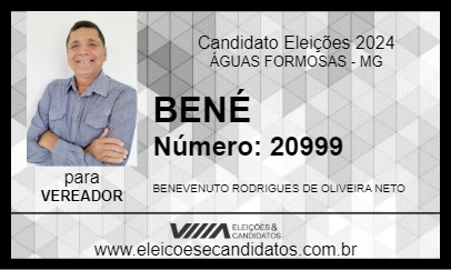 Candidato BENÉ 2024 - ÁGUAS FORMOSAS - Eleições