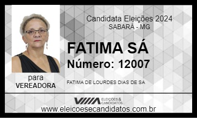 Candidato FATIMA SÁ 2024 - SABARÁ - Eleições