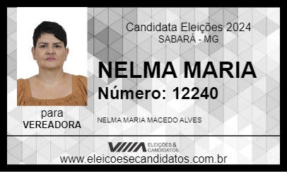 Candidato NELMA MARIA 2024 - SABARÁ - Eleições