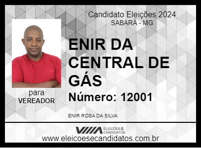 Candidato ENIR DA CENTRAL DE GÁS 2024 - SABARÁ - Eleições