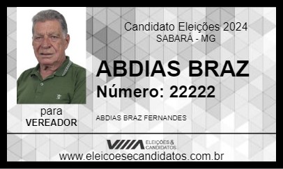 Candidato ABDIAS BRAZ 2024 - SABARÁ - Eleições