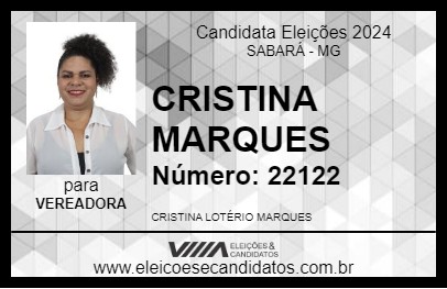 Candidato CRISTINA MARQUES 2024 - SABARÁ - Eleições