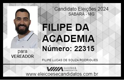 Candidato FILIPE DA ACADEMIA 2024 - SABARÁ - Eleições