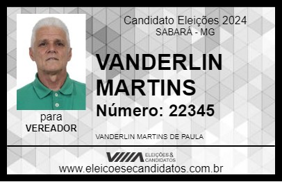 Candidato VANDERLIN MARTINS 2024 - SABARÁ - Eleições