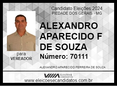 Candidato ALEXANDRO DO GERALDO DA TONHA 2024 - PIEDADE DOS GERAIS - Eleições