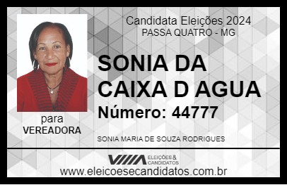 Candidato SONIA DA CAIXA D AGUA 2024 - PASSA QUATRO - Eleições