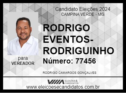 Candidato RODRIGO EVENTOS-RODRIGUINHO 2024 - CAMPINA VERDE - Eleições