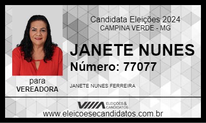 Candidato JANETE NUNES 2024 - CAMPINA VERDE - Eleições