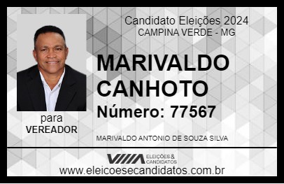 Candidato MARIVALDO CANHOTO 2024 - CAMPINA VERDE - Eleições