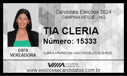 Candidato TIA CLERIA 2024 - CAMPINA VERDE - Eleições