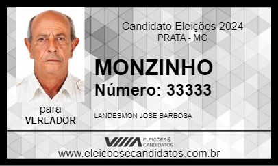 Candidato MONZINHO 2024 - PRATA - Eleições