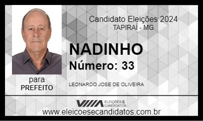 Candidato NADINHO 2024 - TAPIRAÍ - Eleições