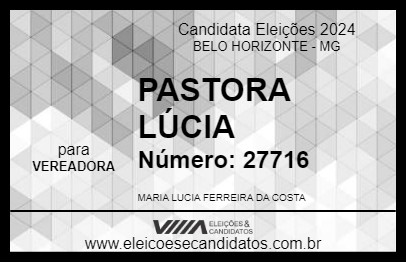 Candidato PASTORA LÚCIA 2024 - BELO HORIZONTE - Eleições