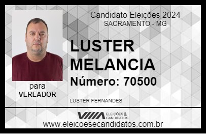 Candidato LUSTER MELANCIA 2024 - SACRAMENTO - Eleições