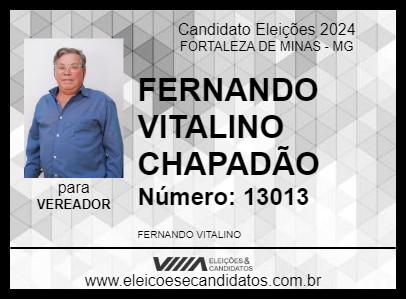 Candidato FERNANDO VITALINO CHAPADÃO 2024 - FORTALEZA DE MINAS - Eleições