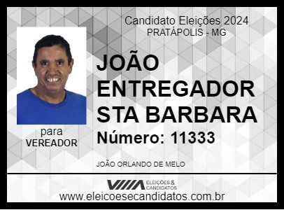 Candidato JOÃO ENTREGADOR STA BARBARA 2024 - PRATÁPOLIS - Eleições