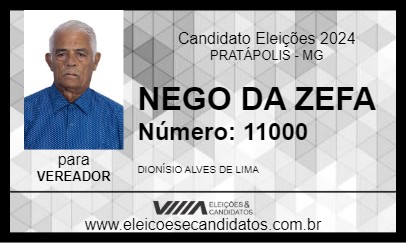 Candidato NEGO DA ZEFA 2024 - PRATÁPOLIS - Eleições