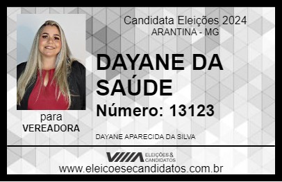 Candidato DAYANE DA SAÚDE 2024 - ARANTINA - Eleições