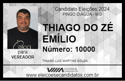 Candidato THIAGO DO ZÉ EMÍLIO 2024 - PINGO D\ÁGUA - Eleições