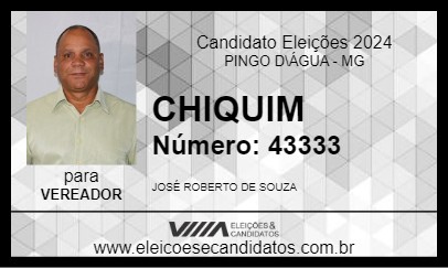 Candidato CHIQUIM 2024 - PINGO D\ÁGUA - Eleições