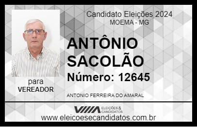 Candidato ANTÔNIO SACOLÃO 2024 - MOEMA - Eleições