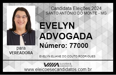 Candidato EVELYN ADVOGADA 2024 - SANTO ANTÔNIO DO MONTE - Eleições