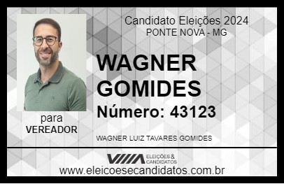 Candidato WAGNER GOMIDES 2024 - PONTE NOVA - Eleições