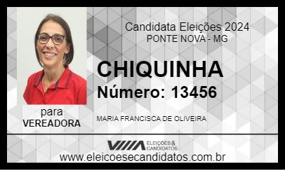 Candidato CHIQUINHA 2024 - PONTE NOVA - Eleições