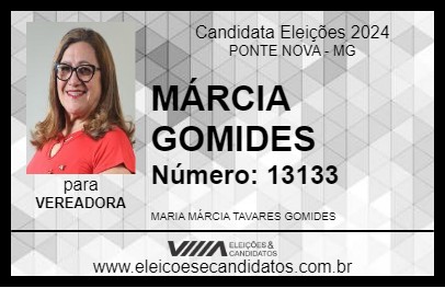 Candidato MÁRCIA GOMIDES 2024 - PONTE NOVA - Eleições