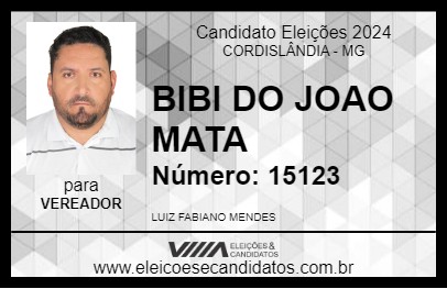 Candidato BIBI DO JOAO MATA 2024 - CORDISLÂNDIA - Eleições