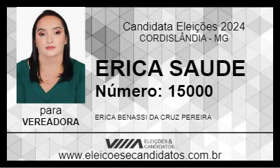 Candidato ERICA DA SAÚDE 2024 - CORDISLÂNDIA - Eleições