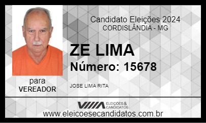 Candidato ZE LIMA 2024 - CORDISLÂNDIA - Eleições