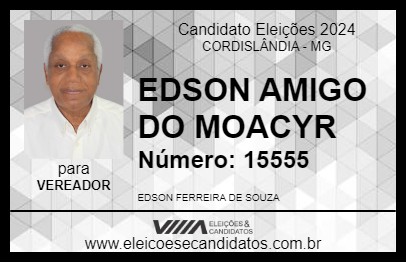 Candidato EDSON AMIGO DO MOACYR 2024 - CORDISLÂNDIA - Eleições