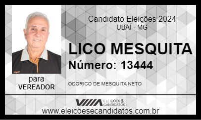 Candidato LICO MESQUITA 2024 - UBAÍ - Eleições