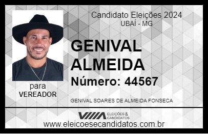 Candidato GENIVAL ALMEIDA 2024 - UBAÍ - Eleições