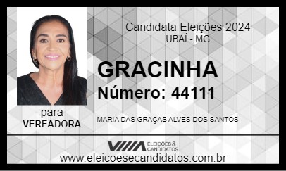 Candidato GRACINHA 2024 - UBAÍ - Eleições