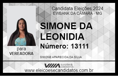 Candidato SIMONE DA LEONIDIA 2024 - EWBANK DA CÂMARA - Eleições