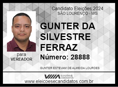 Candidato GUNTER DA SILVESTRE FERRAZ 2024 - SÃO LOURENÇO - Eleições