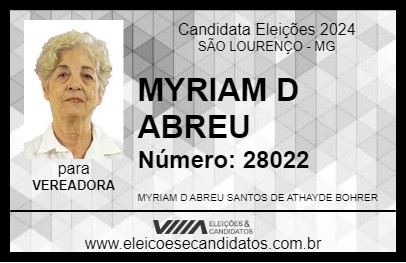 Candidato MYRIAM D ABREU 2024 - SÃO LOURENÇO - Eleições